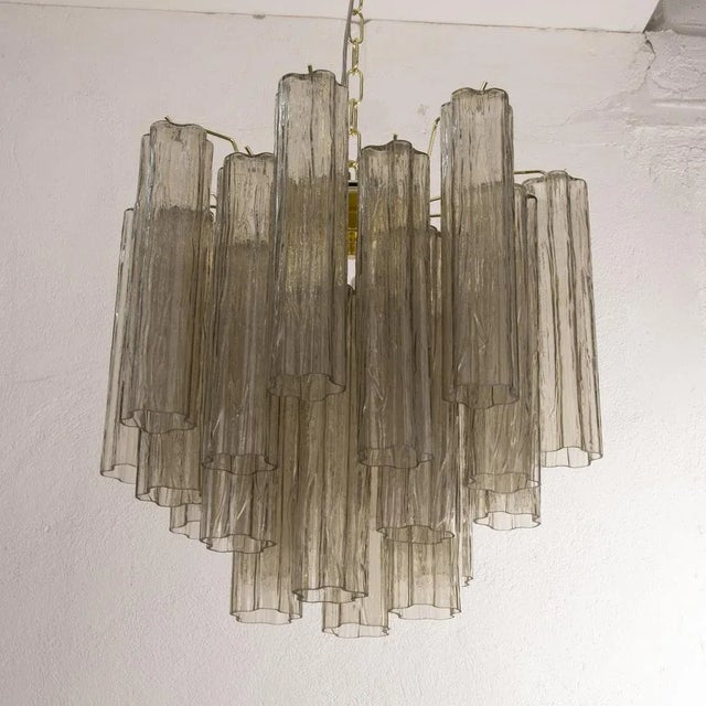 Mid-Century Modern Italian Chandelier in Murano Smoky Glass, 1990s For Sale - Image 3 of 10