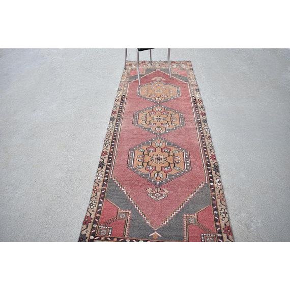 Dark Pink Vintage Turkish Oushak Runner - 2'11" X 9'5" For Sale - Image 8 of 9