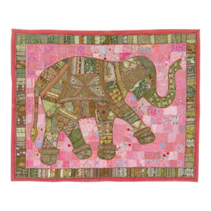 Zabihi Collection Indian Elephant Embroidery Tapestry Textile