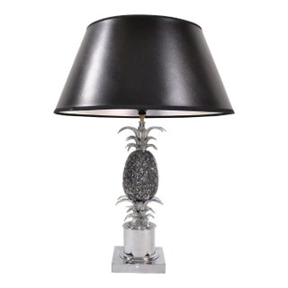 Maison Charles Chrome & Nickel Pineapple Table Lamp French Provincial 1960s For Sale
