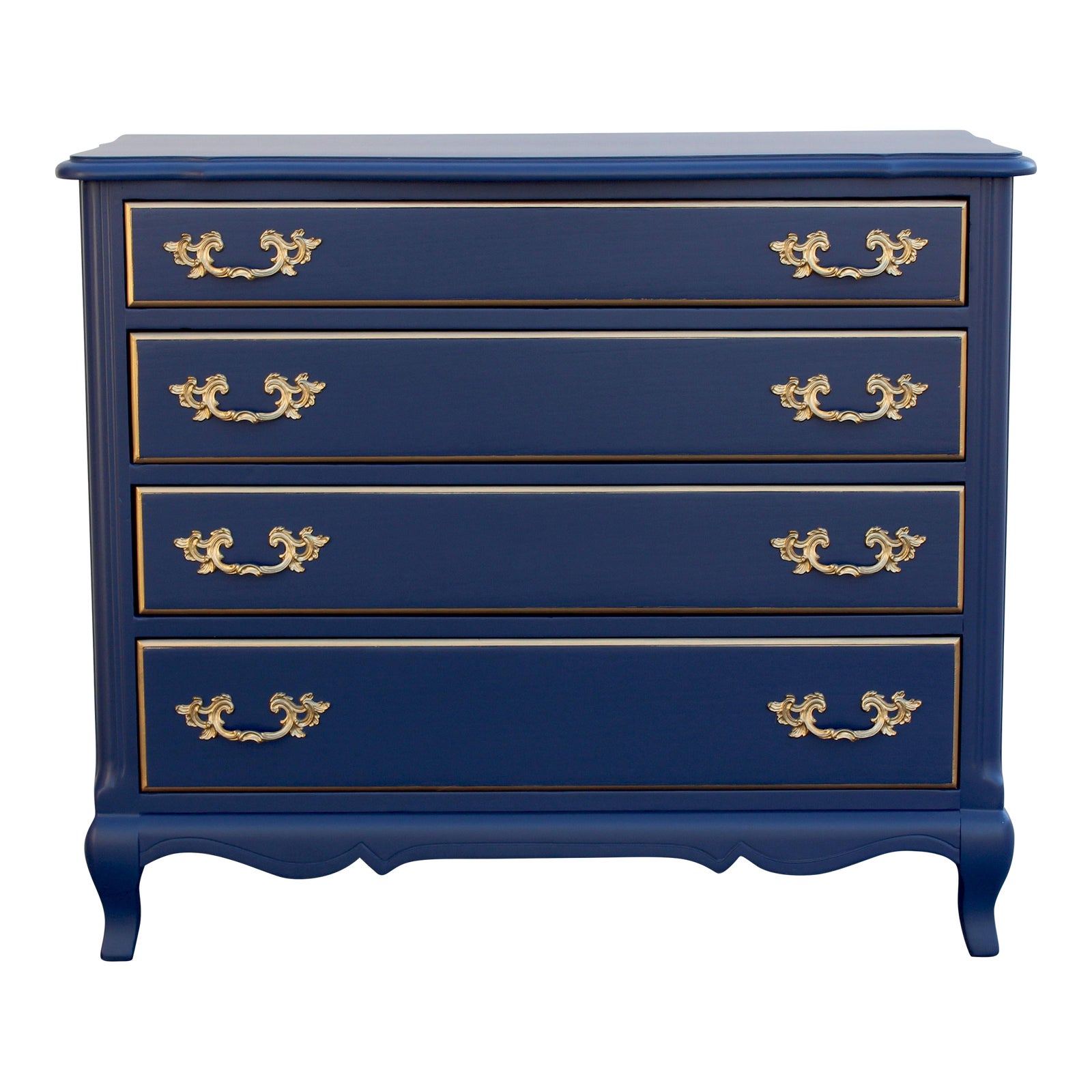 1970's French Style Blue and Gold Commode | Chairish