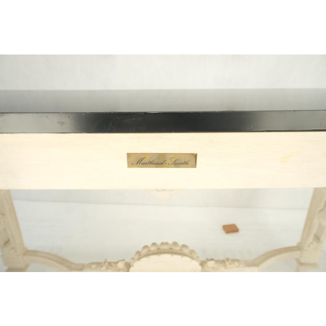 Wood Maitland Smith Carved White Wash Finish Wall Mirror Matching Console Table MINT! For Sale - Image 7 of 14