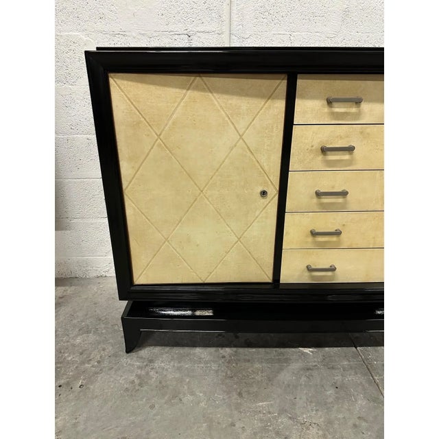 Art Deco Masterpiece French Art Deco Parchment Sideboards / Buffet 1935s For Sale - Image 3 of 12