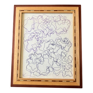 1980's Original Wayne Cunningham Two-Tone Abstract Pen and Ink Drawing For Sale
