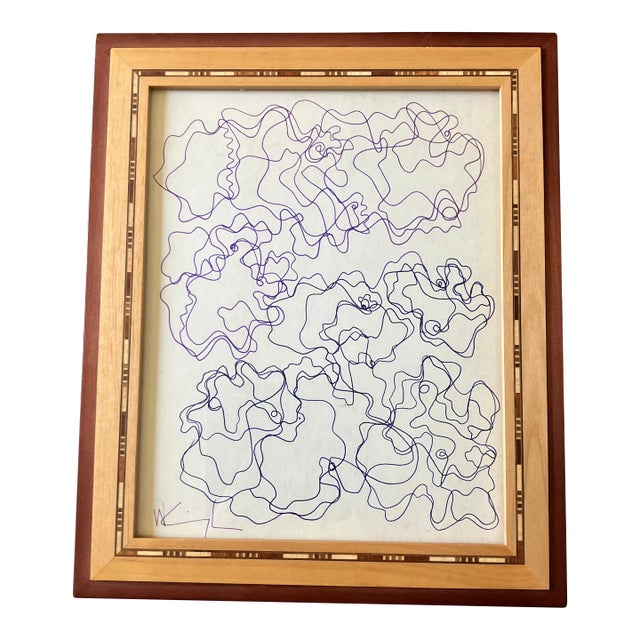 1980's Original Wayne Cunningham Two-Tone Abstract Pen and Ink Drawing For Sale