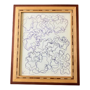 1980's Original Wayne Cunningham Two-Tone Abstract Pen and Ink Drawing