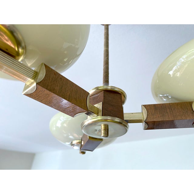 Art Deco Wood and Glass Pendant Light, 1930s For Sale - Image 17 of 18