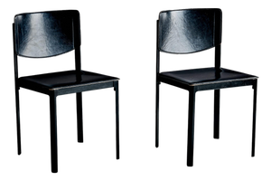 Black Leather Chairs by Tito Agnoli for Matteo Grassi, Italy, 1980s, Set of 2