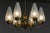 Metal Brass Chandelier with Six Arm Supporting Frosted Art Glass Vases, Sweden, 1940s For Sale - Image 7 of 9