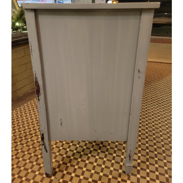 Wood Mid 20th Century Chippendale Mahogany Double Pedestal Writing Desk With Blue-Gray Distressed Finish For Sale - Image 7 of 9