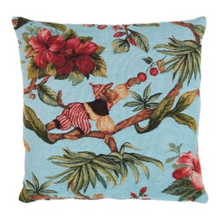 Tropical Monkey Red Tapestry Cushion With Feather Filler - 46x46cm (18"x18") For Sale