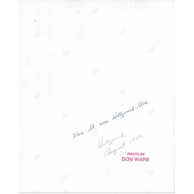 1950 "Vine Street Near Hollywood" b&w photo by Los Angeles, California based Don Ware (1921-2006). Title and Ware's stamp...