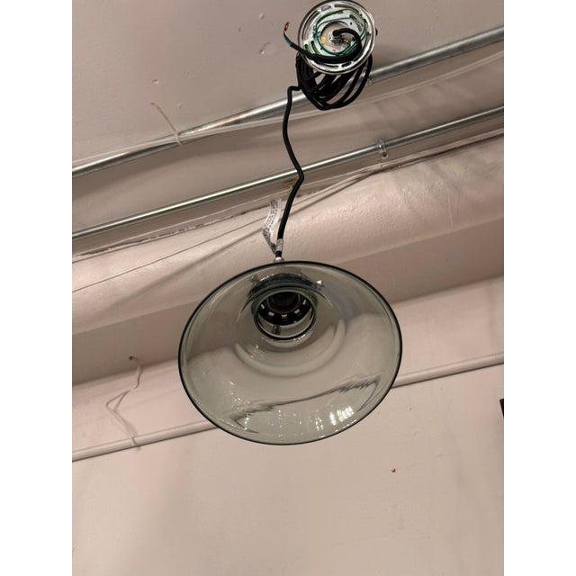 Restoration Hardware 20th C. Factory Filament Smoke Glass Short Funnel Pendant For Sale - Image 9 of 12