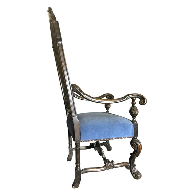 Late 19th Century Antique Baroque Heavily Carved Walnut Hacienda Chair - 19th Century - 29" X 24" X 48" For Sale - Image 5 of 7