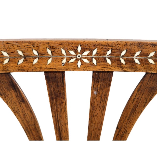 Antique English Anglo - Indian Carved & Inlaid Caned Seat Desk Armchair For Sale - Image 12 of 18