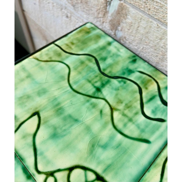 Metal Mid-Century Modern Ceramic Tile Coffee Table with Fish Motif, 1960s For Sale - Image 7 of 9