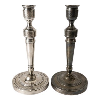 Silver Plated Candlesticks, 1800s, Set of 2 For Sale