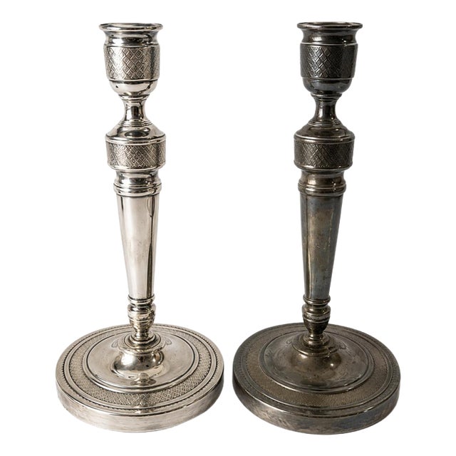 Silver Plated Candlesticks, 1800s, Set of 2 For Sale