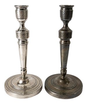 Silver Plated Candlesticks, 1800s, Set of 2