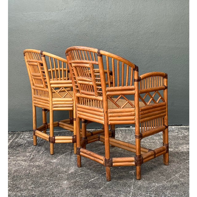 Vintage Brighton Pavillion Rattan Chairs - A Pair For Sale In West Palm - Image 6 of 12