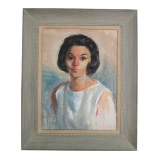 Velletri 64 Mid Century Modern Portrait Oil on Canvas For Sale