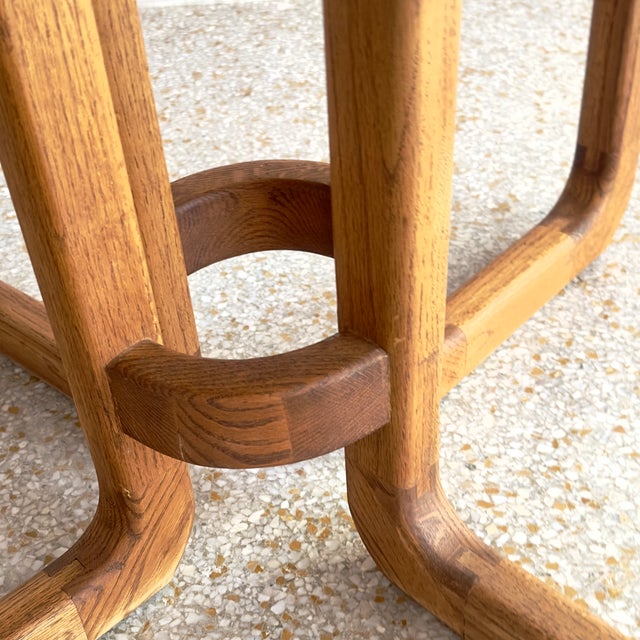 Round Mid-Century Danish Style Warm Wood Dining Table For Sale - Image 10 of 14