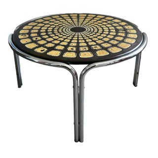 1970s Chrome Round Coffee Table For Sale
