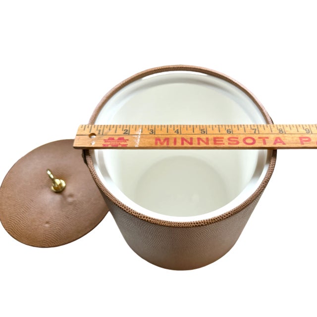 Brown Vintage Georges Briard Faux Snakeskin Ice Bucket in the Style of Hermes For Sale - Image 8 of 10