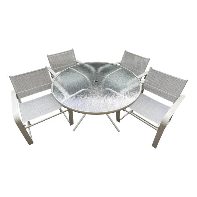 Early 21st Century Brown Jordan Patio Dining Table & 4 Chairs For Sale