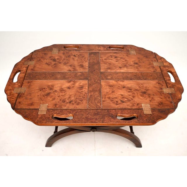 Burr Elm Butler's Tray Top Coffee Table, 1930s For Sale - Image 6 of 11