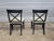 Set of 6 Pottery Barn Black X Back Dining Chairs With Green Striped Padded Seats For Sale - Image 10 of 13