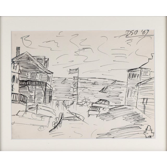 Vintage, expressionistic Coastal Pen & Ink Drawing from Provincetown, MA. Initialed DSO and dated 1967 upper right....