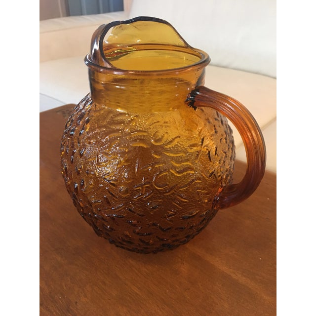 Anchor Hocking Anchor Hocking Textured Glass Pitcher in Amber For Sale - Image 4 of 5