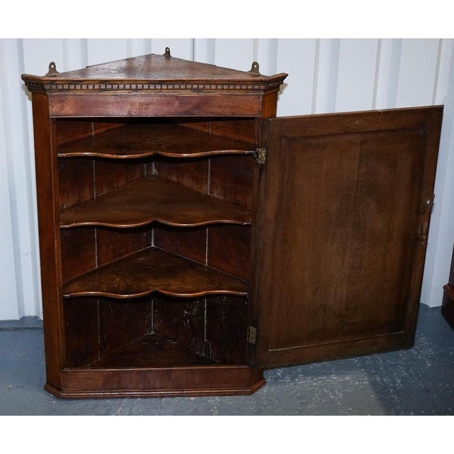 English Oak Hanging Corner Cabinet For Sale - Image 10 of 16