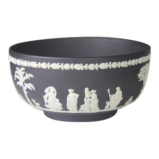 Vintage MCM Wedgwood Black Jasper Sacrifice Bowl For Sale