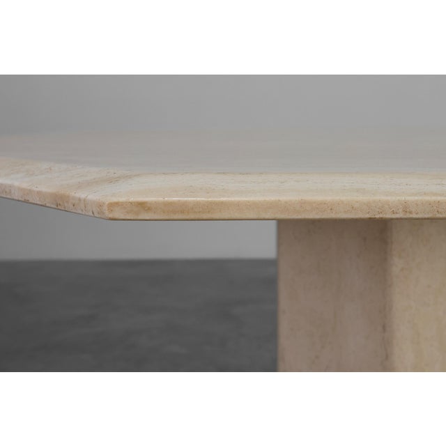 Mid-Century Modern Mid-Century Italian Octagonal Travertine Dining Table, 1980s For Sale - Image 3 of 13