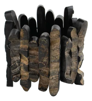 Artisan Designer Studio Brutalist Driftwood Carved Stretch Bracelet