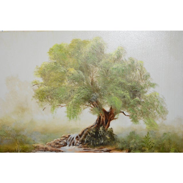 1970s Pair of Nora Alleda Hirano Landscape Paintings For Sale - Image 5 of 8