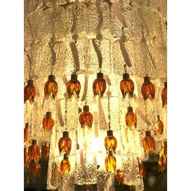 Murano Glass Blocks with Gold Rosettes Chandelier from Barovier & Toso, 1940s For Sale - Image 10 of 17