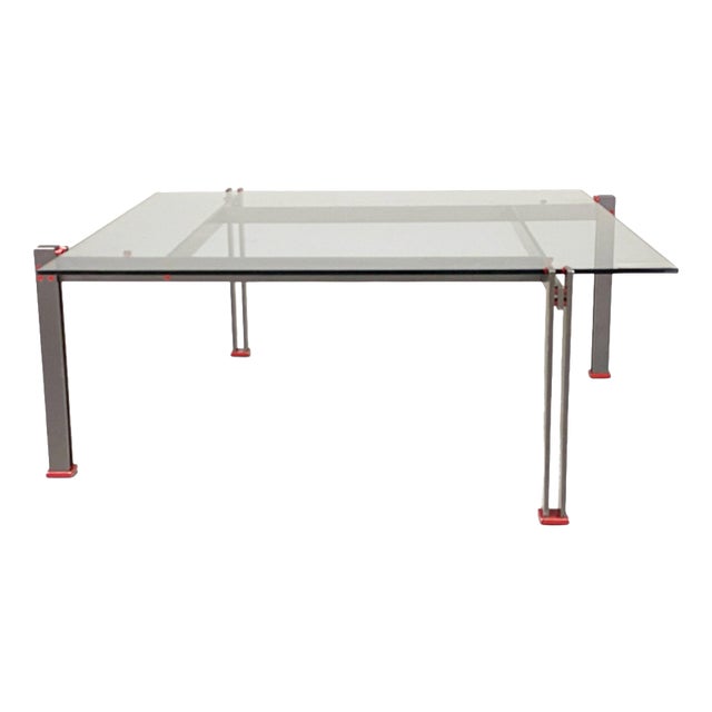 Postmodern Italian Coffee Table in Glass and Metal, Italy, 1980s For Sale