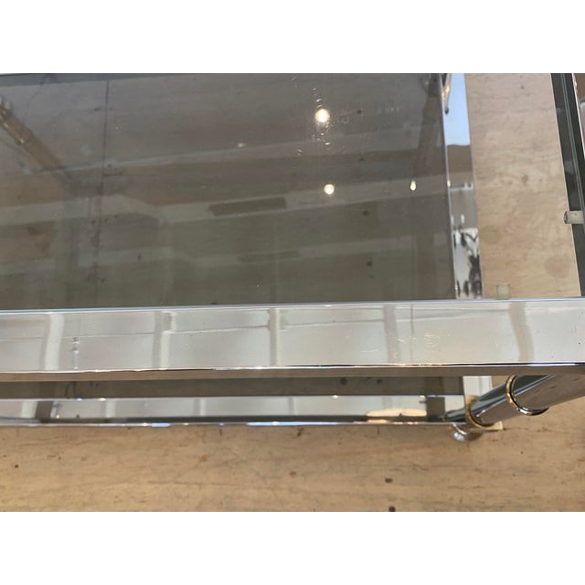 Metal Modern Chrome Glass & Brass End Tables-a Pair For Sale - Image 7 of 11