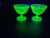A lovely set of two antique crackle yellow canary vaseline glass sherbet cups. The darker yellow dish has a small chip in...