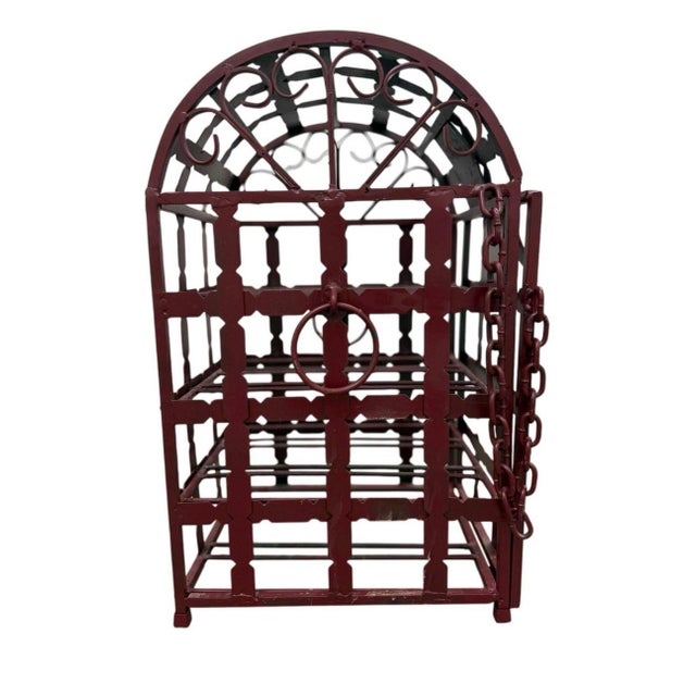 Antique French Style Wrought Iron Wine Rack Domed Locking Storage For Sale - Image 4 of 12