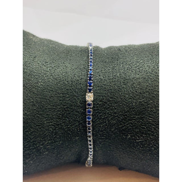 Gemstone Natural 18k Gold Sapphire 2.74ct & Diamond 0.45ct Bracelet For Sale - Image 7 of 8