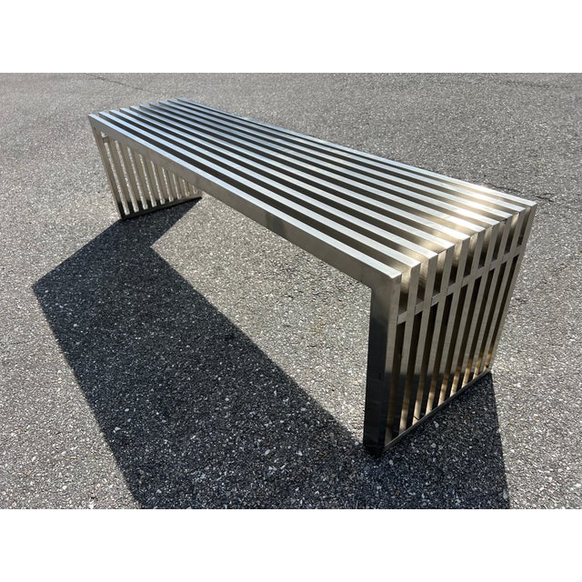Metal Stainless Steel Bench 1970s For Sale - Image 7 of 7