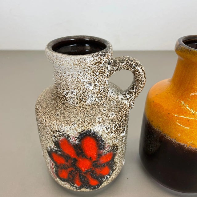 Vintage Pottery Fat Lava Multicolor Vases from Scheurich, Germany, Set of 5 For Sale - Image 6 of 18