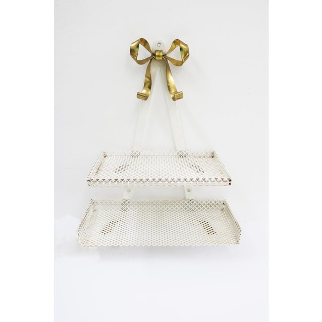Hollywood Regency Wall Shelf in Perforated Metal, Italy, 1970s For Sale - Image 4 of 6
