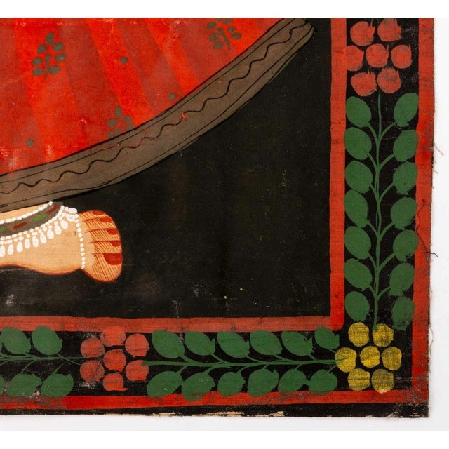 Indian Portrait of a Dancer Gouache on Fabric For Sale In New York - Image 6 of 7