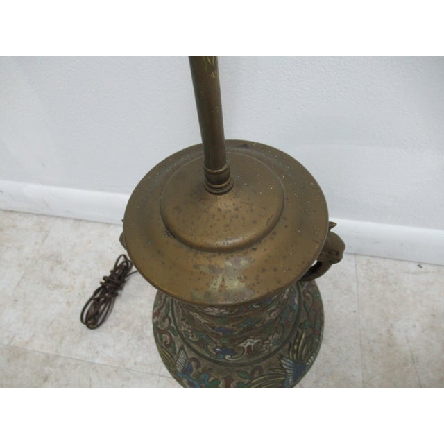 Vintage Cloisonne Asian Inspired Brass Table Lamp For Sale In Philadelphia - Image 6 of 12