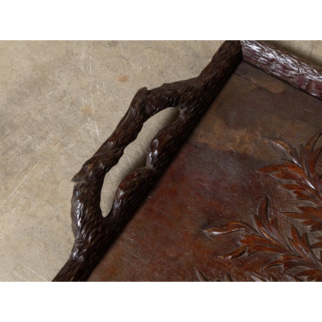 Black Forest Oak Tray with Foliate Carving and Branch Handles, circa 1880 For Sale - Image 9 of 11